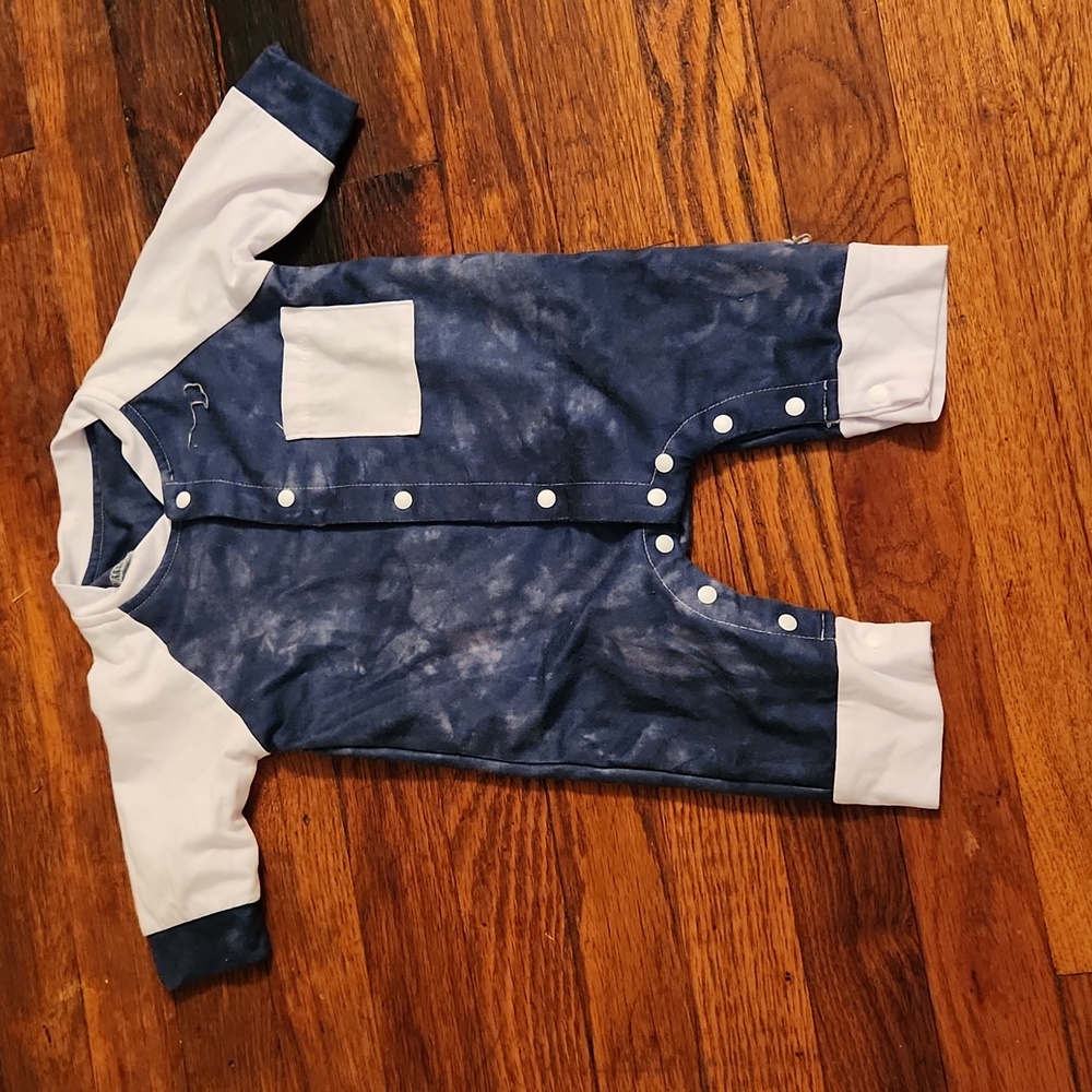 Shein White & Blue Tye Dye Bodysuit size 62